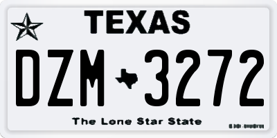 TX license plate DZM3272
