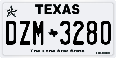 TX license plate DZM3280