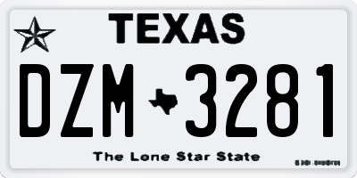 TX license plate DZM3281