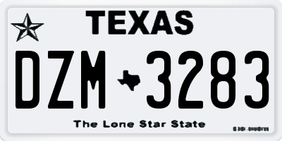 TX license plate DZM3283