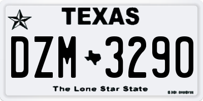 TX license plate DZM3290