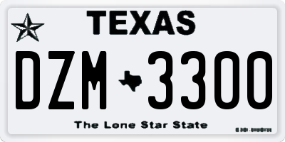 TX license plate DZM3300