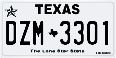 TX license plate DZM3301