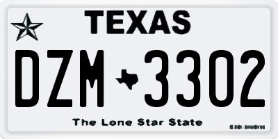 TX license plate DZM3302