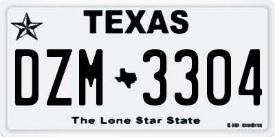 TX license plate DZM3304