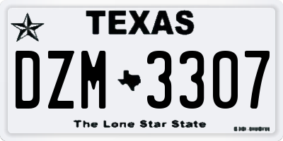 TX license plate DZM3307