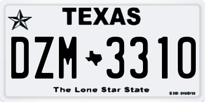 TX license plate DZM3310