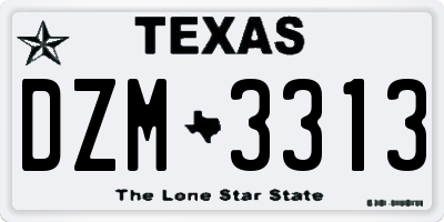 TX license plate DZM3313