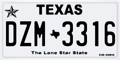 TX license plate DZM3316