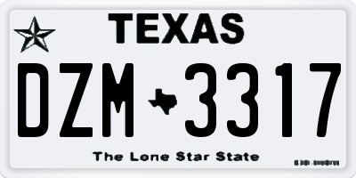 TX license plate DZM3317