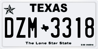 TX license plate DZM3318
