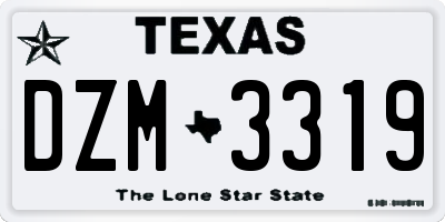 TX license plate DZM3319
