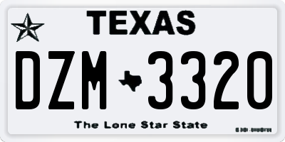 TX license plate DZM3320