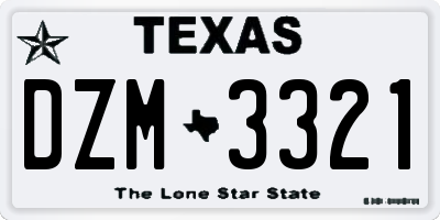 TX license plate DZM3321
