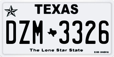 TX license plate DZM3326