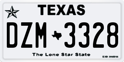 TX license plate DZM3328
