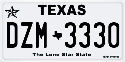 TX license plate DZM3330