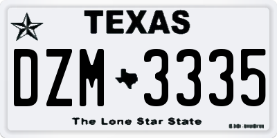 TX license plate DZM3335