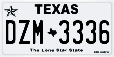 TX license plate DZM3336
