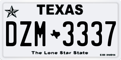 TX license plate DZM3337
