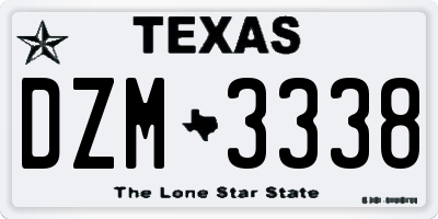 TX license plate DZM3338
