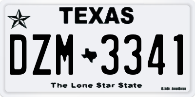 TX license plate DZM3341