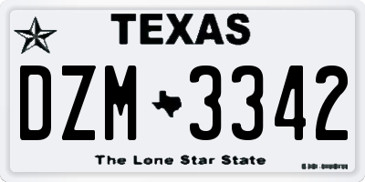 TX license plate DZM3342