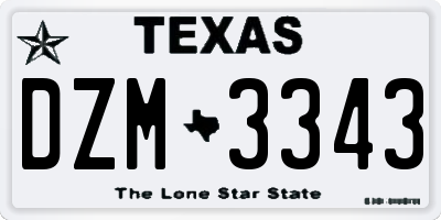 TX license plate DZM3343