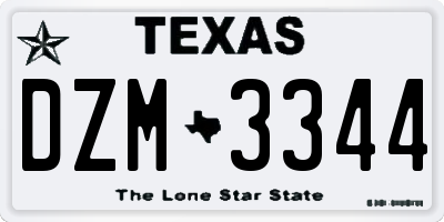 TX license plate DZM3344