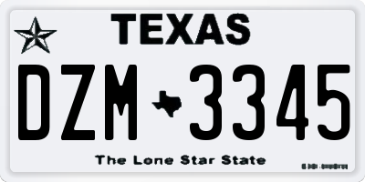 TX license plate DZM3345