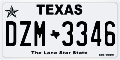 TX license plate DZM3346