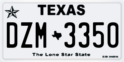 TX license plate DZM3350