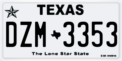 TX license plate DZM3353