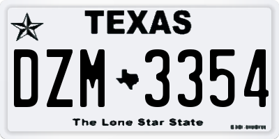 TX license plate DZM3354