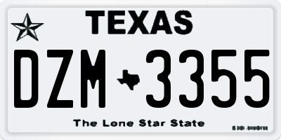 TX license plate DZM3355