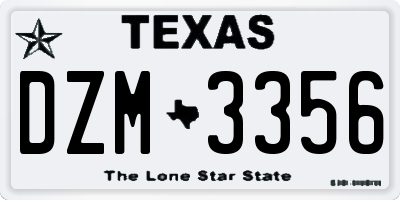 TX license plate DZM3356