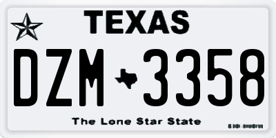 TX license plate DZM3358