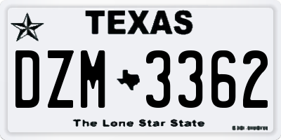 TX license plate DZM3362