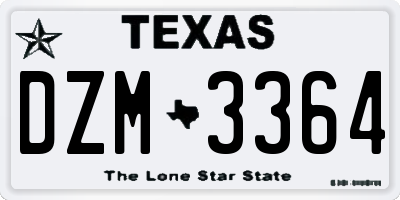TX license plate DZM3364