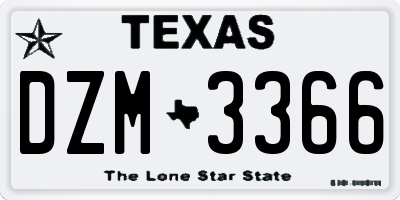 TX license plate DZM3366