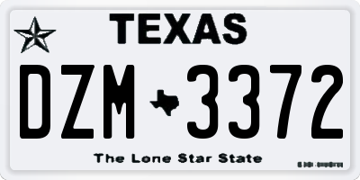 TX license plate DZM3372