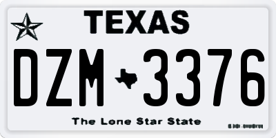 TX license plate DZM3376
