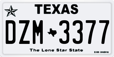 TX license plate DZM3377