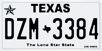TX license plate DZM3384