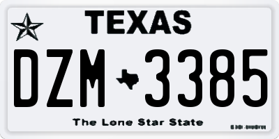 TX license plate DZM3385