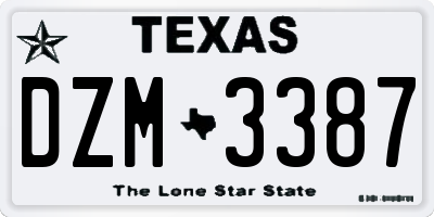 TX license plate DZM3387