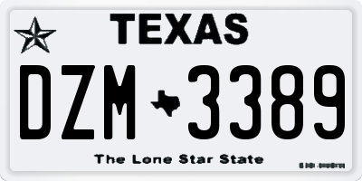 TX license plate DZM3389