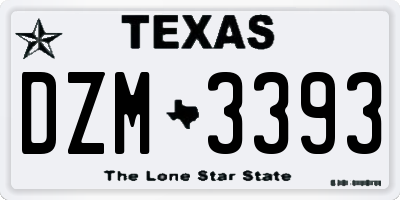 TX license plate DZM3393