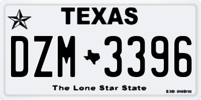 TX license plate DZM3396