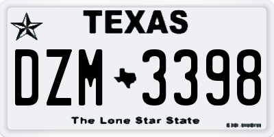 TX license plate DZM3398